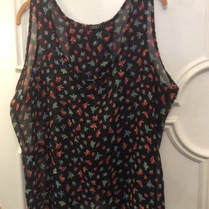DEB sparrow print sheer top Size XL